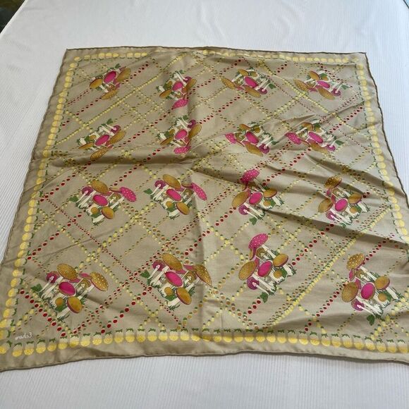NWT Echo Mod VTG Mushroom Silk Scarf NOS - Picture 8 of 8